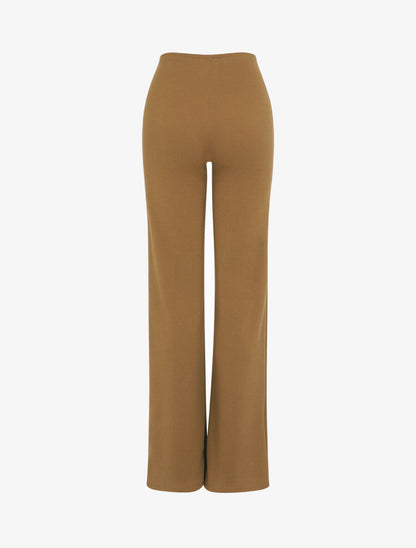 Pantalon long uni à taille haute - Camel - 2