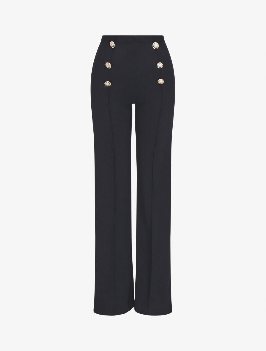 Pantalon long uni à taille haute - Marine - 5