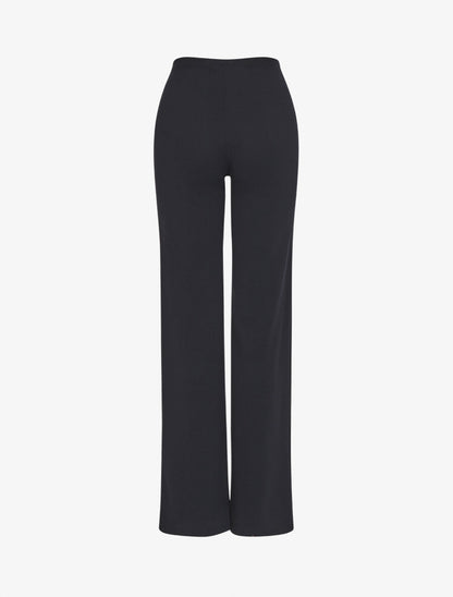Pantalon long uni à taille haute - Marine - 2