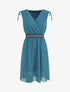 Robe mi-longue sans manches taille élastiquée stylisée - Bleu canard - 1