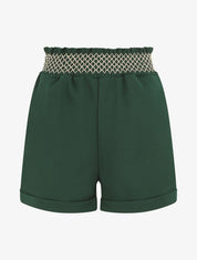 Short à taille élastiquée et à revers - Vert sapin - 5