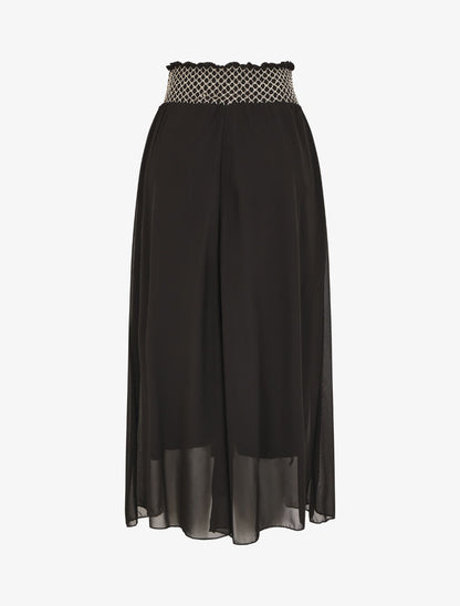 Jupe longue à taille élastiquée stylisée - Noir - 4