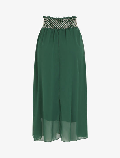 Jupe longue à taille élastiquée stylisée - Vert sapin - 2
