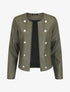 Veste droite boutonnée en simili - Kaki - 1