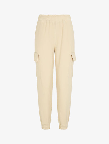 Jogging cargo taille haute - Beige - 1
