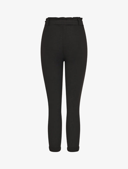 Pantalon paper bag slim taille haute - Noir - 2