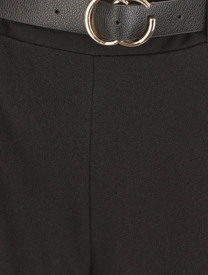 Pantalon large uni taille haute - Noir - 3