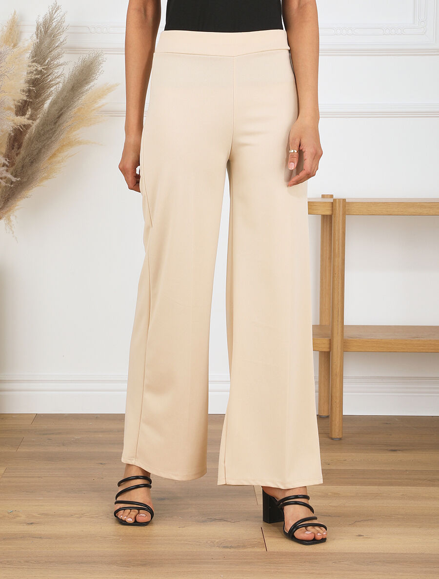 Pantalon fluide uni - Beige - 4