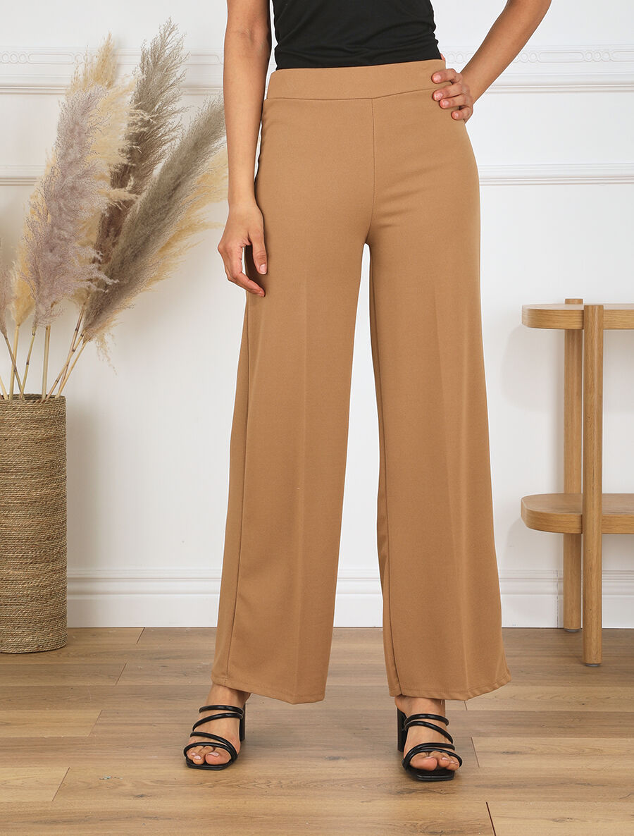 Pantalon fluide uni - Camel - 4