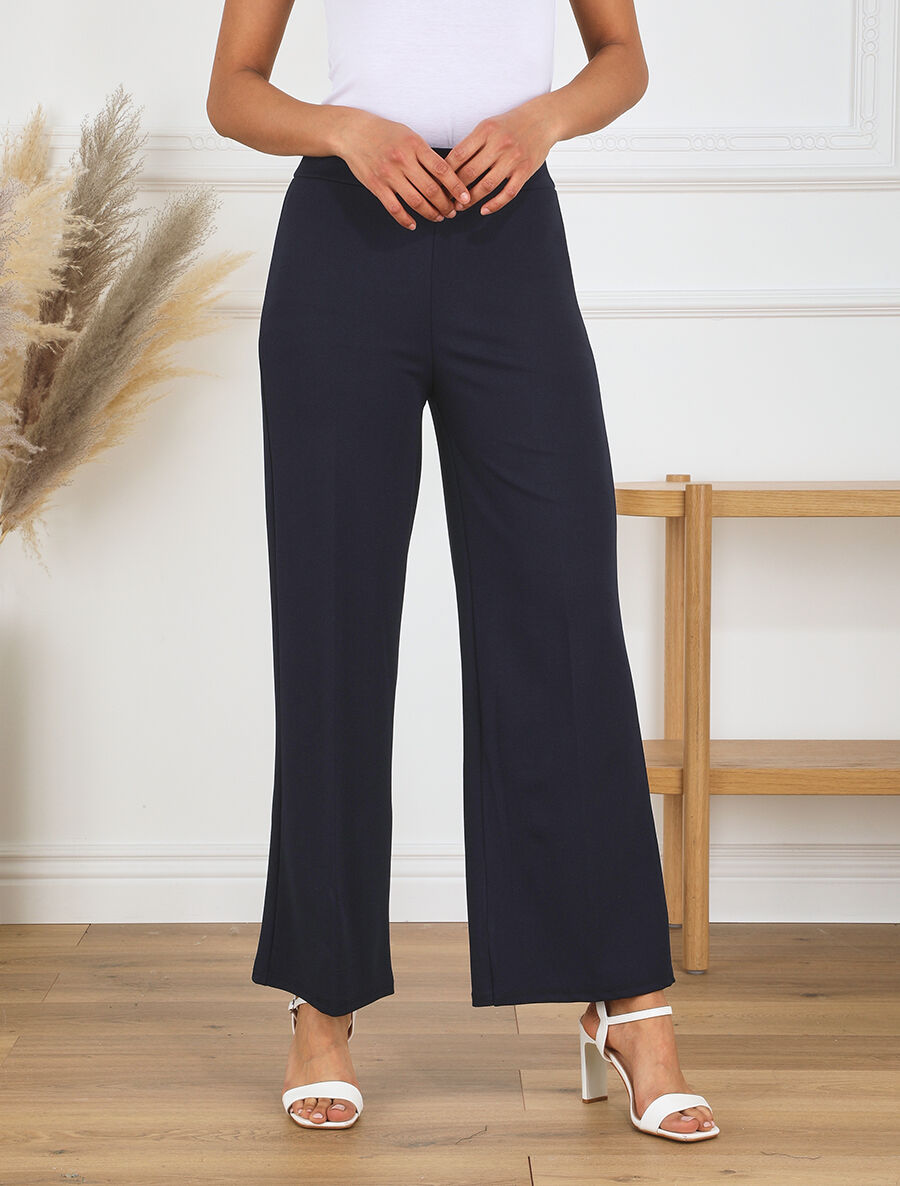 Pantalon fluide uni - Marine - 4
