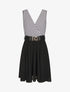 Robe bi-matière à haut imprimé style marinière - Noir - 5