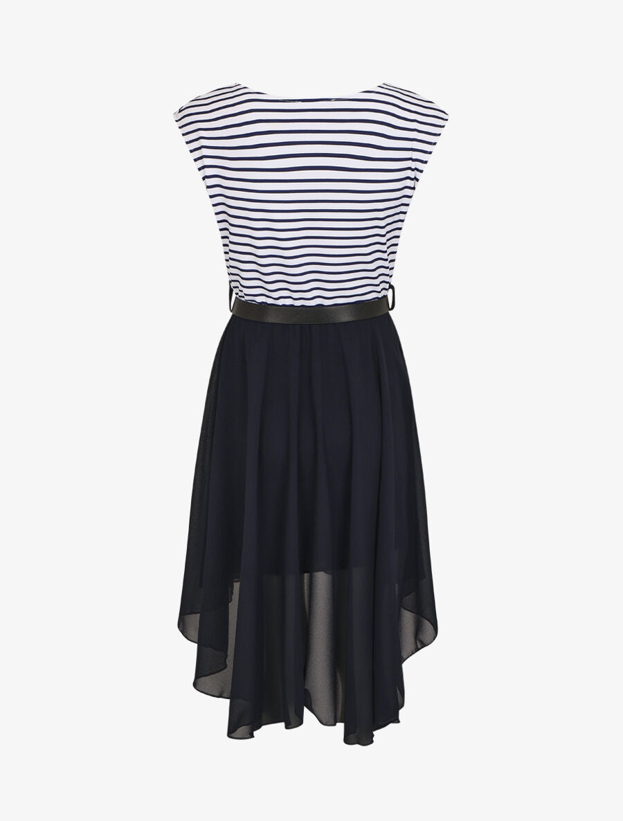 Robe bi-matière à col rond - Marine - 2