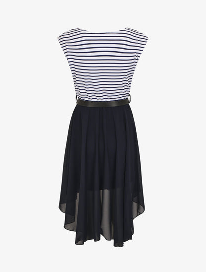 Robe bi-matière à col rond - Marine - 2