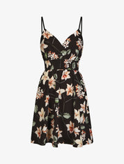 Robe patineuse imprimé floral - Noir - 1