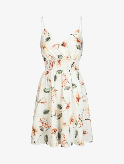 Robe patineuse imprimé floral - Blanc - 1