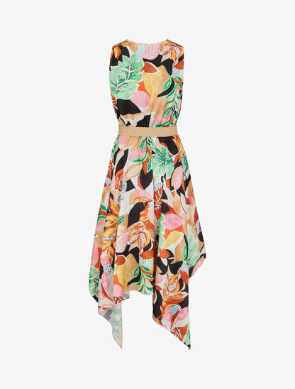 Robe asymétrique à imprimé tropical - Noir - 2