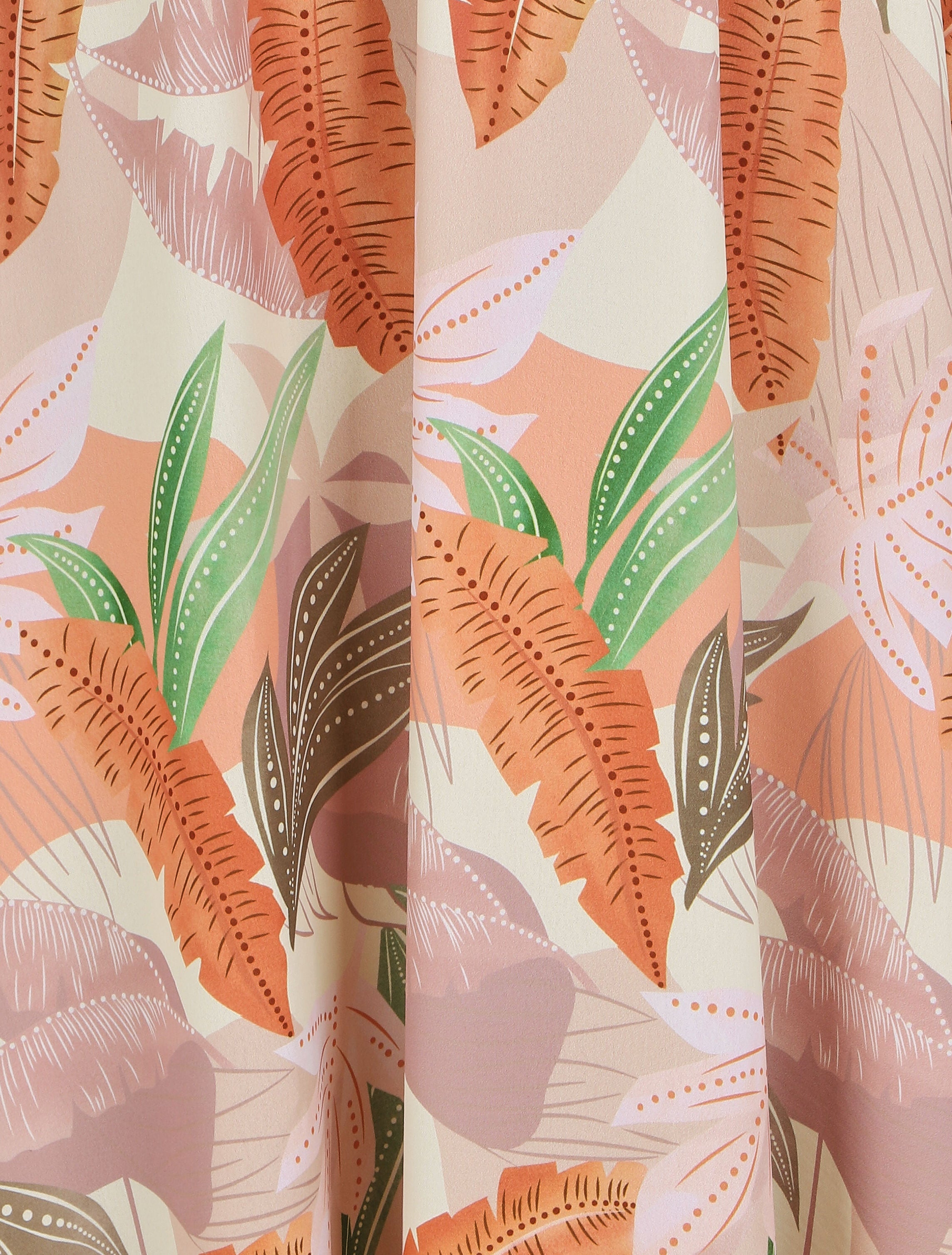Jupe longue à imprimé feuilles - Beige - 3
