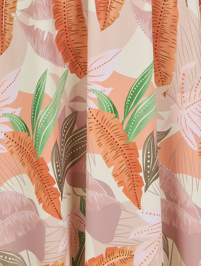 Jupe longue à imprimé feuilles - Beige - 3