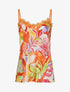 Caraco satiné motif feuilles - Orange - 1
