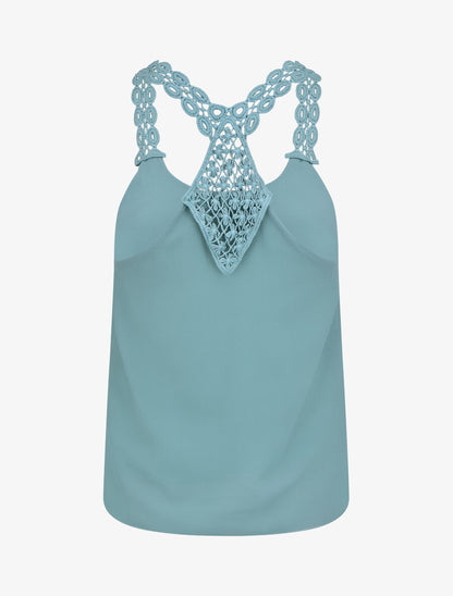 Top droit bretelles en crochet - Bleu clair - 2