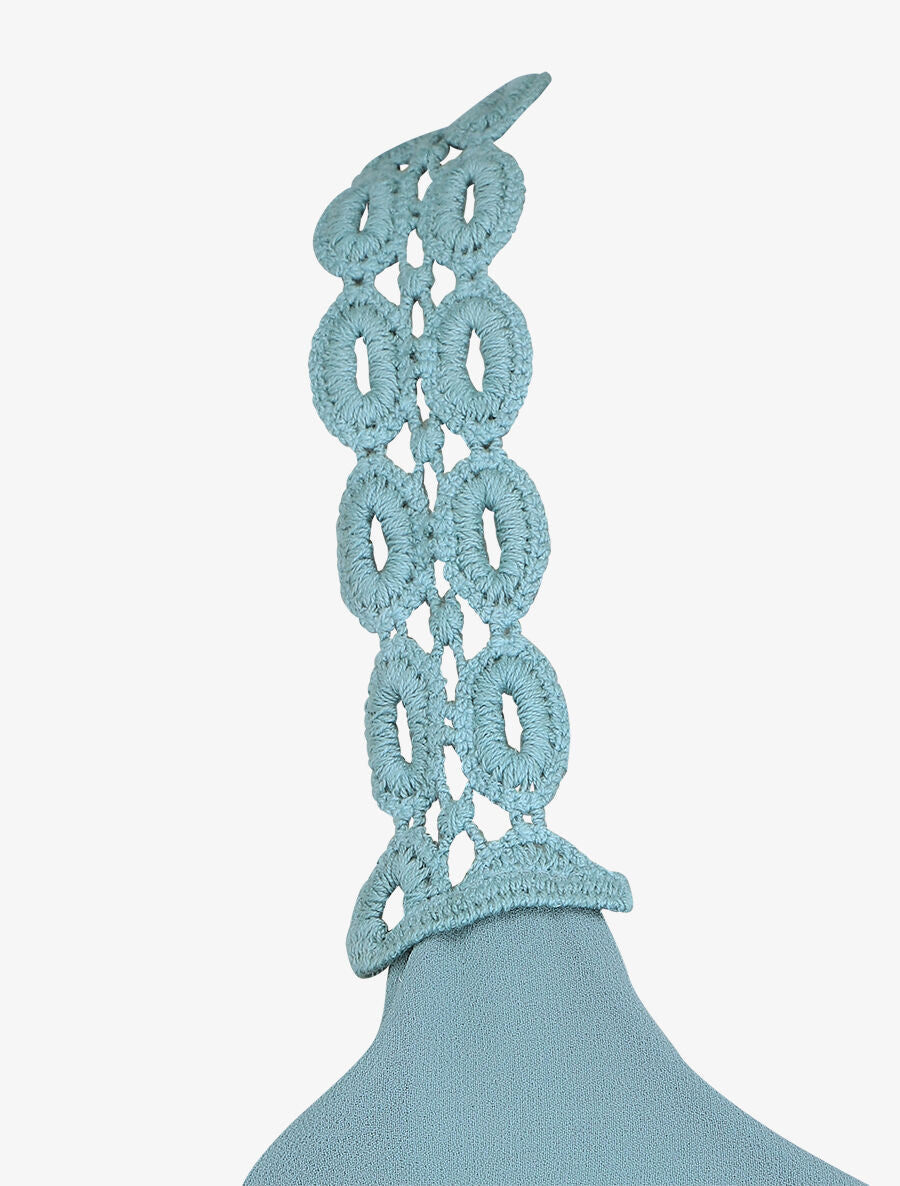 Top droit bretelles en crochet - Bleu clair - 3