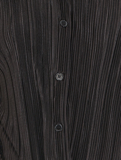 Chemise plissée à noeud et manches courtes - Noir - 3