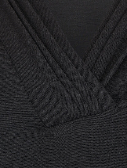 Top droit sans manches col V - Noir - 3