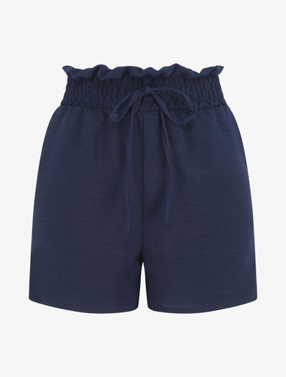 Mini short à taille élastiquée - Marine - 1