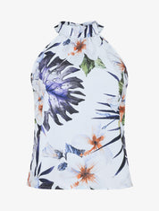Top sans manches imprimé tropical - Bleu - 4