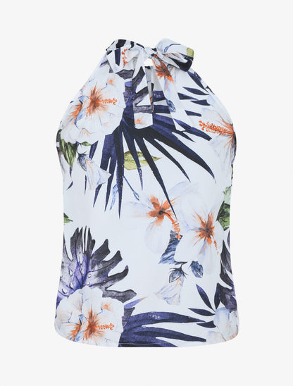 Top sans manches imprimé tropical - Bleu - 2
