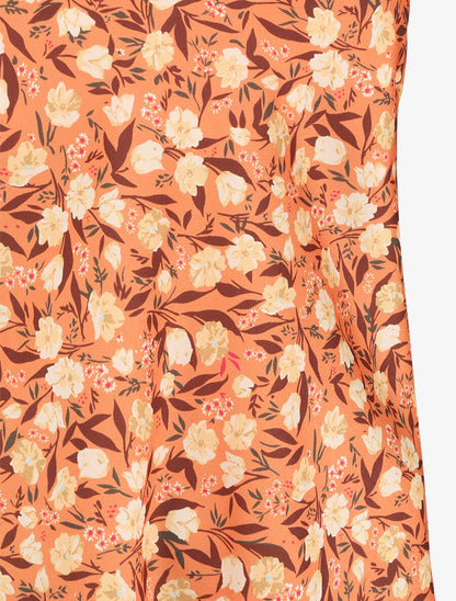 Top satiné à dos nu et imprimé tulipes - Orange - 3