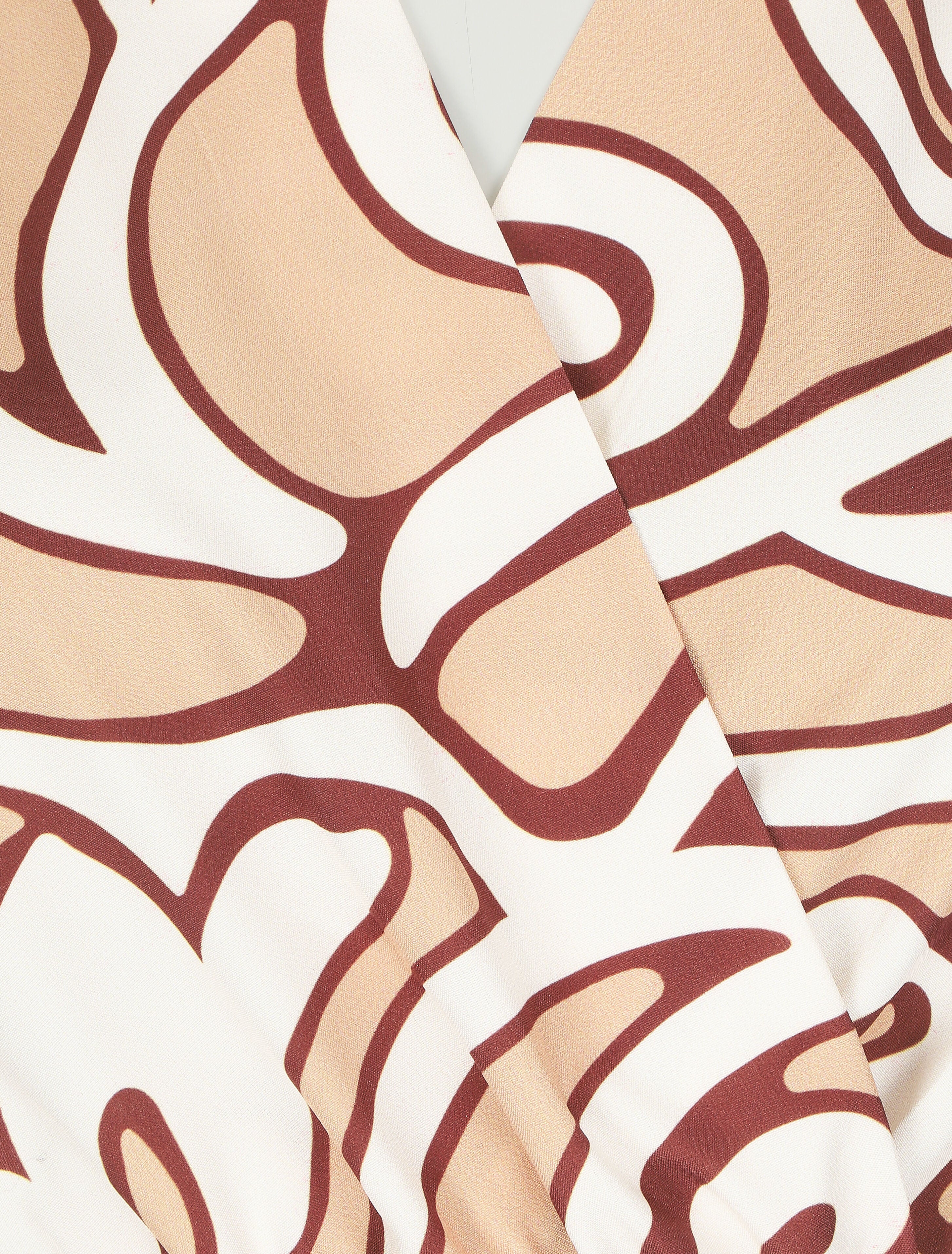 Robe longue imprimé graphique à taille élastiquée irisée - Camel - 3
