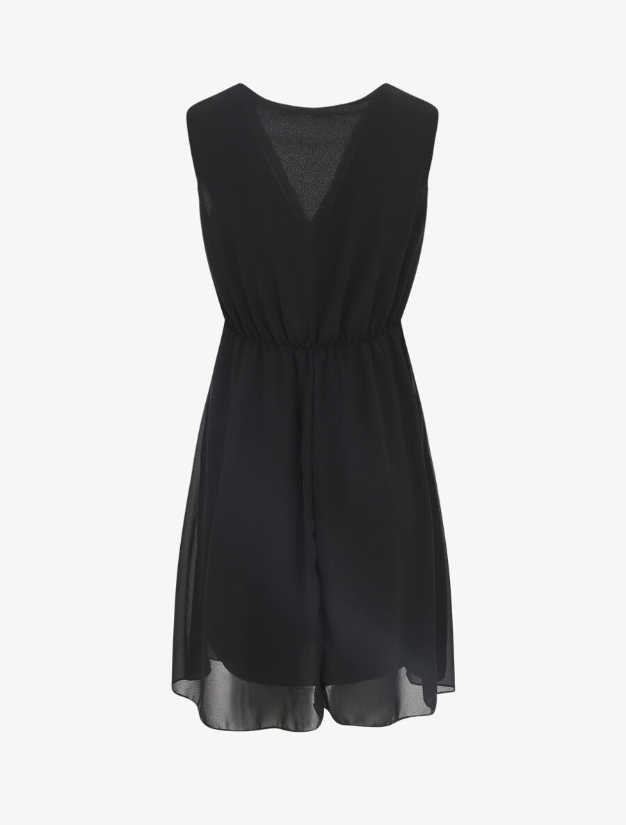 Robe fluide sans manches évasée - Noir - 2