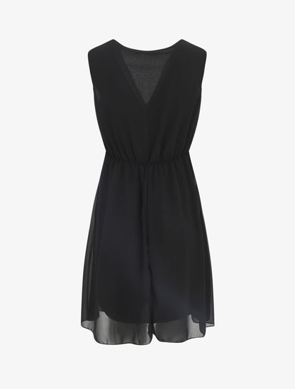 Robe fluide sans manches évasée - Noir - 2