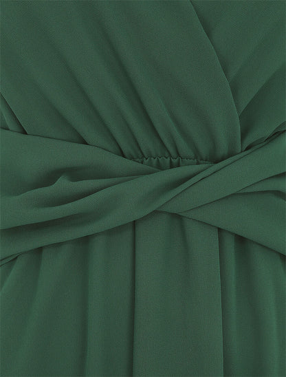 Robe fluide sans manches évasée - Vert foncé - 3