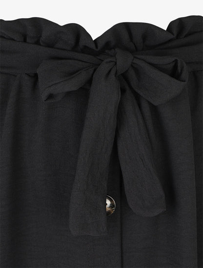 Jupe mi-longue droite taille haute - Noir - 3