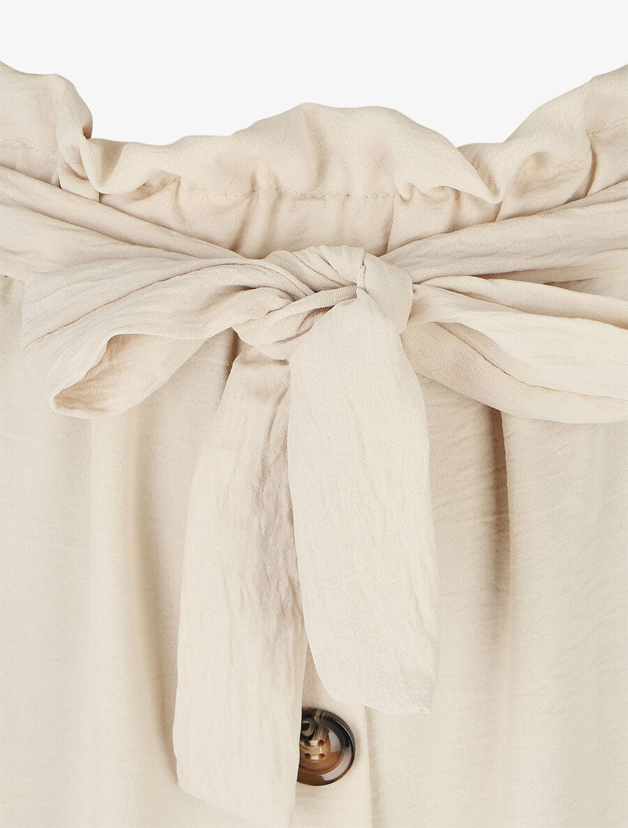 Jupe mi-longue droite taille haute - Beige - 3