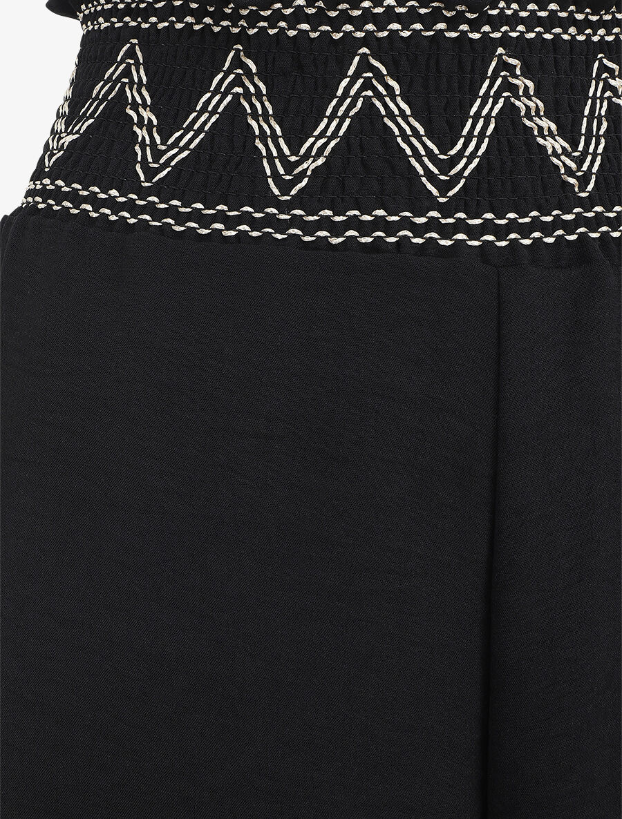 Pantalon ample à taille élastiquée - Noir - 3