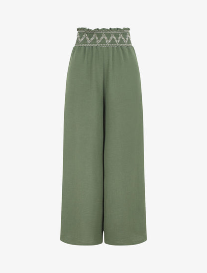 Pantalon ample à taille élastiquée - Kaki - 5