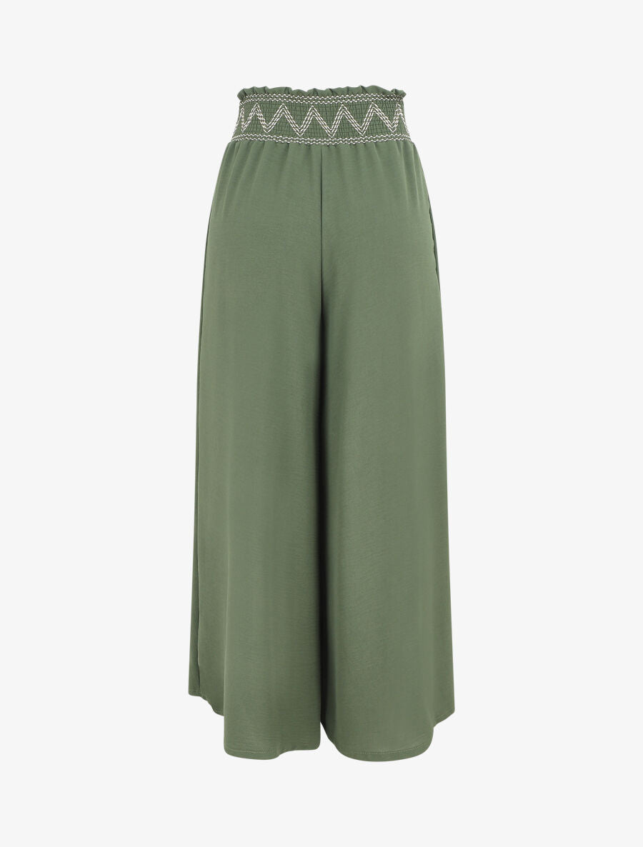 Pantalon ample à taille élastiquée - Kaki - 2