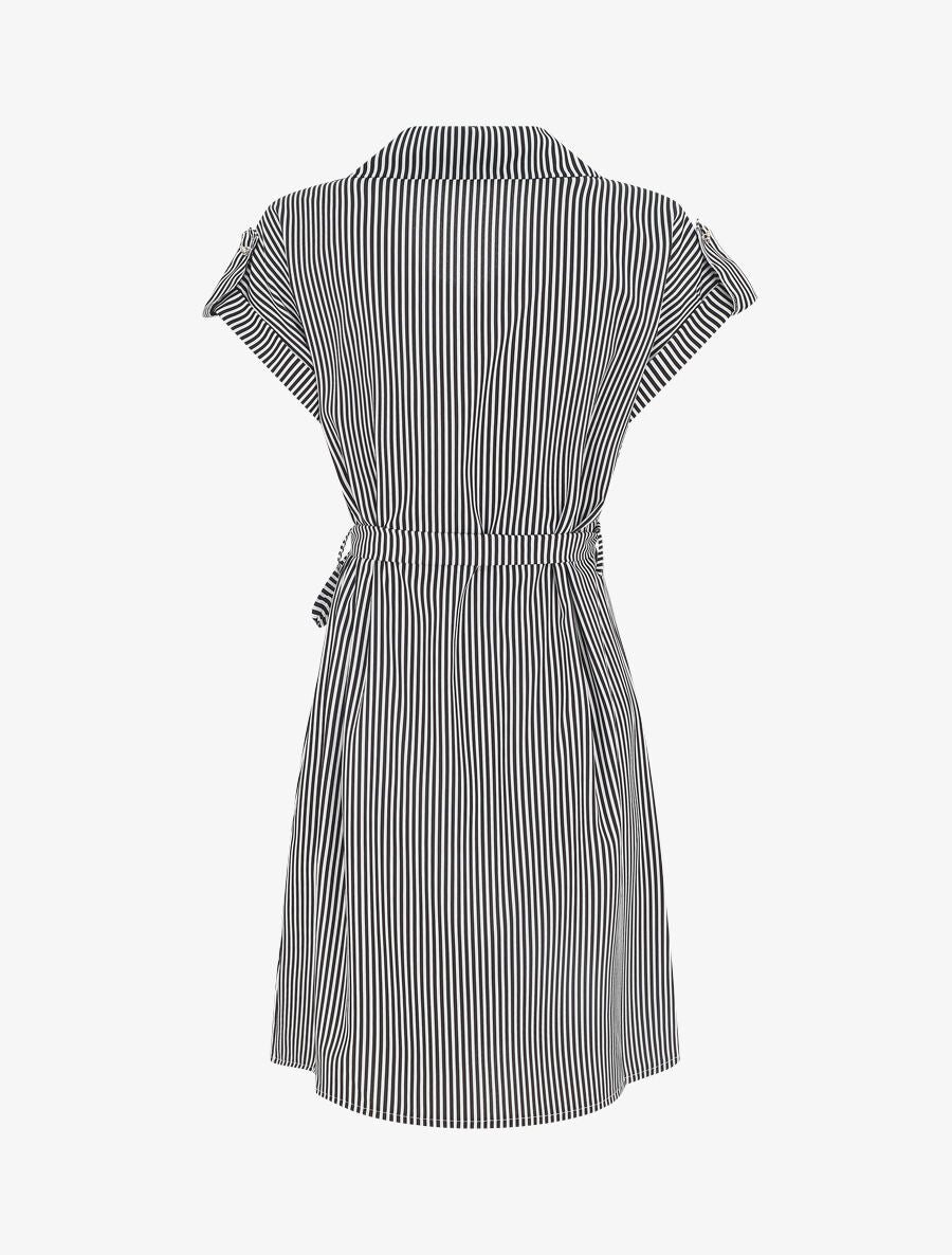 Robe chemise imprimé rayures - Noir - 2