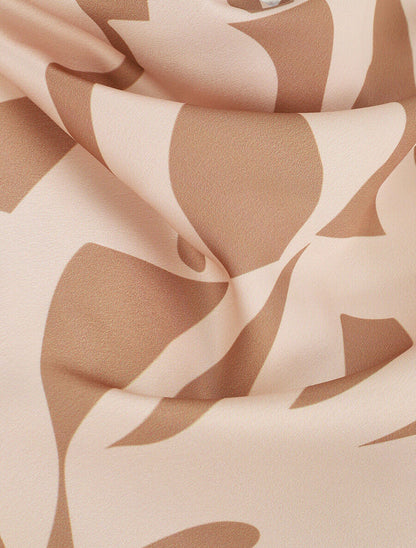 Top satiné sans manches imprimé graphique - Beige - 3