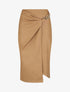 Jupe style portefeuille mi-longue en simili - Camel - 5