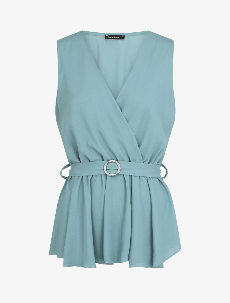 Top péplum sans manches - Turquoise - 1