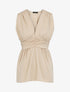Top empire uni sans manches col V - Beige - 1