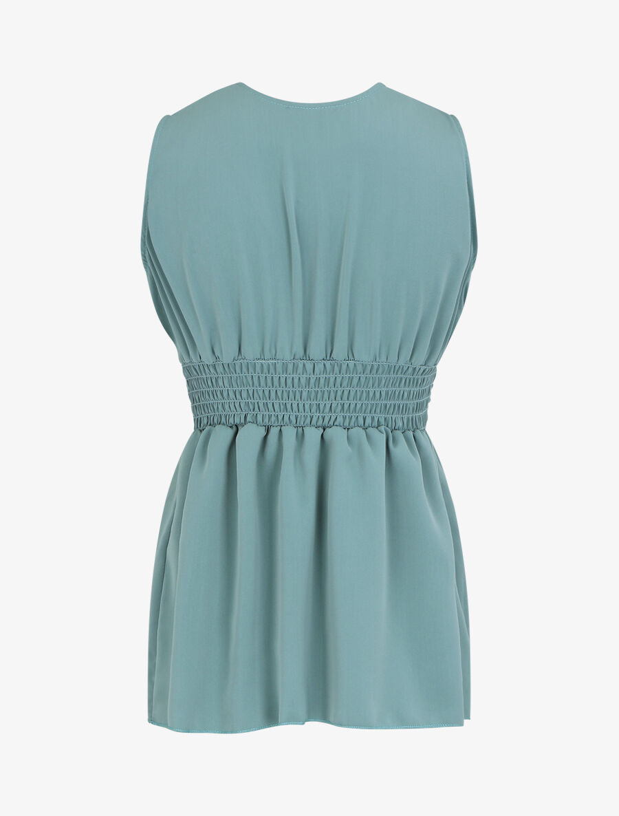 Top empire uni sans manches col V - Turquoise - 2