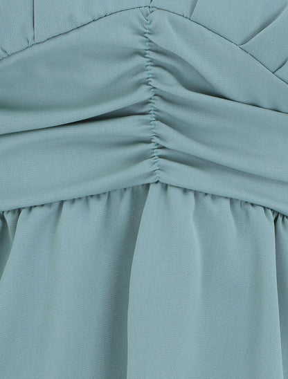 Top empire uni sans manches col V - Turquoise - 3