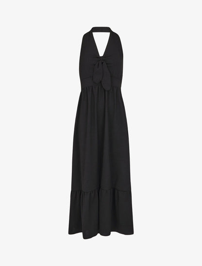 Robe longue unie dos nu - Noir - 4