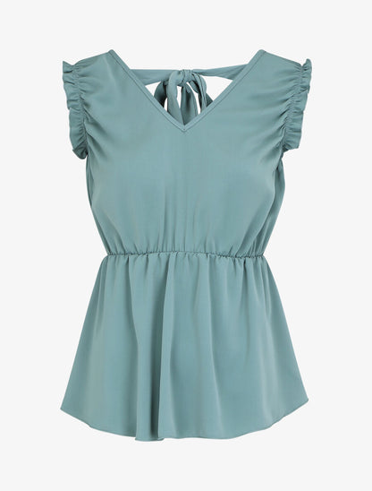 Top sans manches évasé dos décolleté - Bleu clair - 5