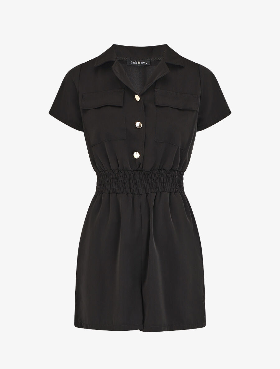 Combishort fluide à taille élastiquée - Noir - 1